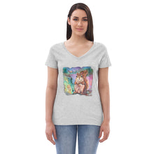 Load image into Gallery viewer, Jenga Squirrel Women’s Recycled V-Neck T-Shirt
